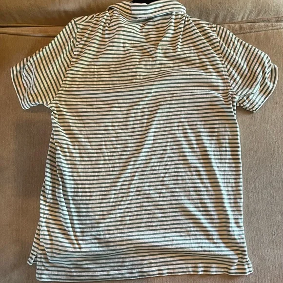 J.Crew Pocket Polo Shirt Green Mens Size Medium Striped Green Short Sleeve - Picture 2 of 2